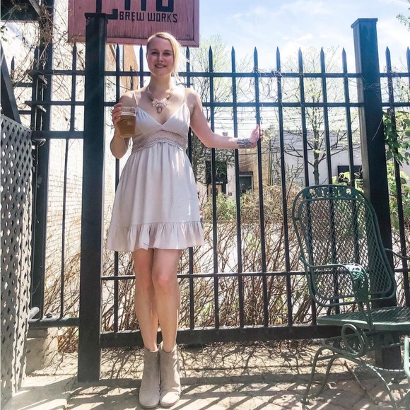 Crotchet Mini Dress in Cream Garage Clothing - Picture 4 of 4